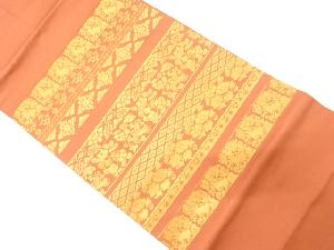 横段に花鳥・花兎模様織り出し　名古屋帯